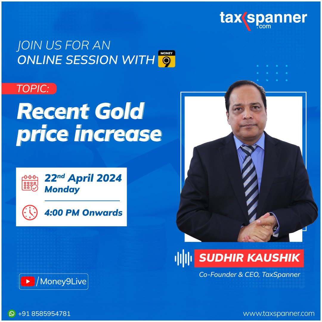 Don’t miss out on this informative session coming this Monday at 4:00 PM IST on Money 9 YouTube Channel.

Connect today: taxspanner.com

#TaxSpanner #taxfiling #incometaxreturn #incometax #incometaxindia #taxsavings #taxsavingtips #tax #taxes #itrfiling #fileyourtaxes