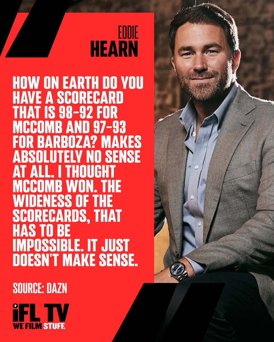 🤔 @EddieHearn as baffled as all of us at the McComb/Barboza scorecards. #BarbozaMcComb | #SeanMcComb | #BoxingNews | #HaneyGarcia