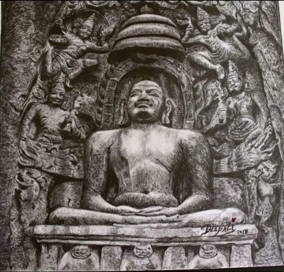 My #pencilskectch ✏️ समनार हिल्स, मदुरै (तमिलनाडु) में जैन तीर्थंकर 'भगवान महावीर स्वामी' की मूर्ति! जैन धर्म के 24वें तीर्थंकर #भगवानमहावीर जन्मकल्याणक की शुभकामनाएं🙏
