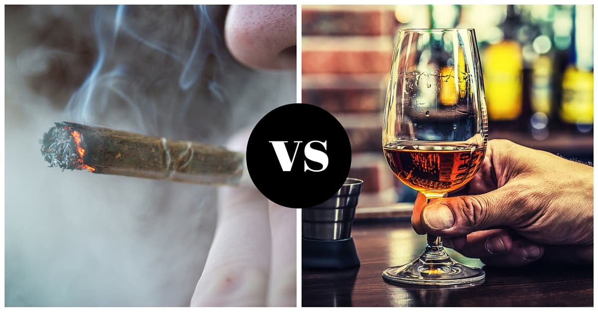 'Cannabis > Alcohol: 1. Fewer health risks 🌿 2. Zero hangovers 🙌 3. Promotes relaxation, not aggression 💆‍♂️ 4. Safer for long-term use 📈 5. Versatile benefits from pain relief to creativity 🎨 #CannabisWins #HealthierChoice'