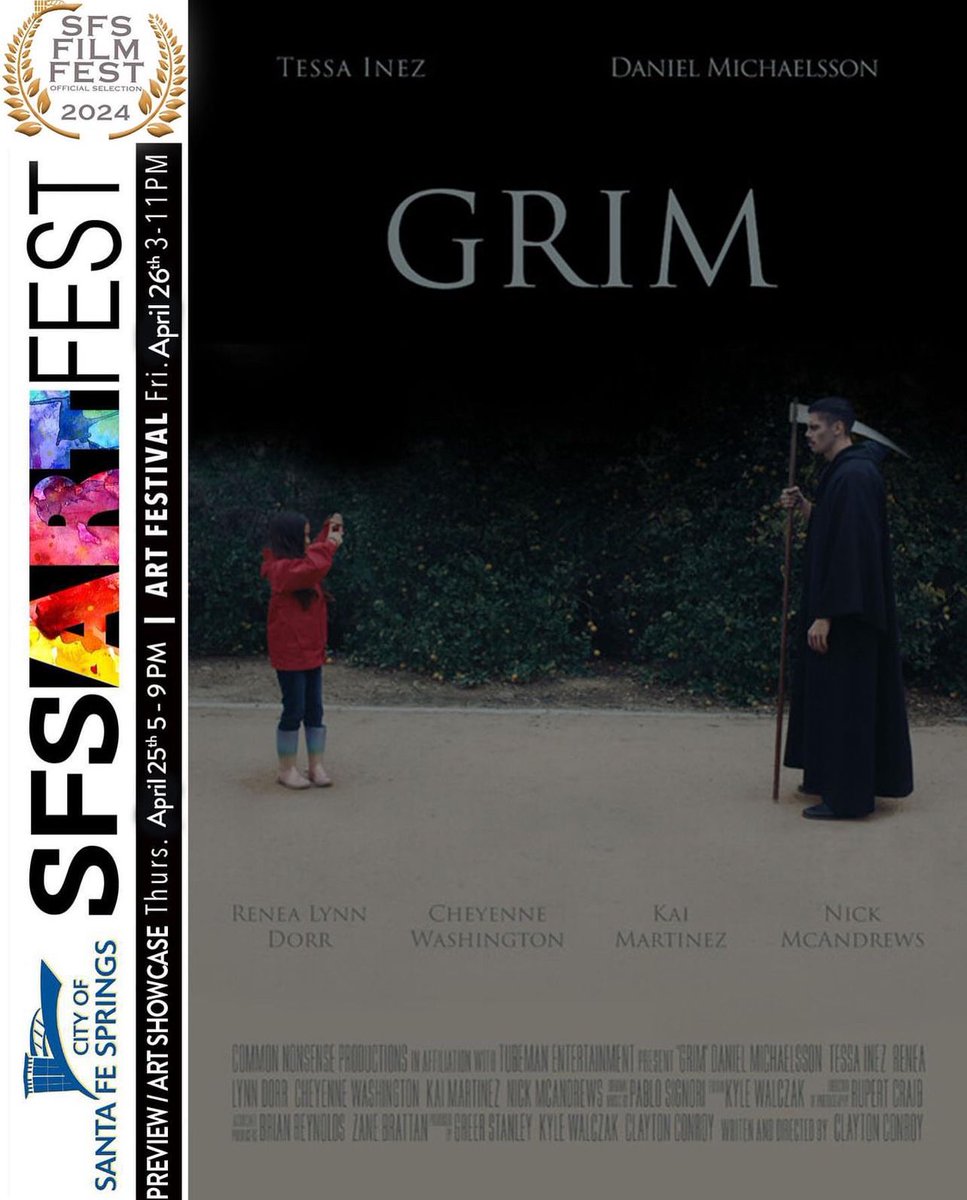 artcrawlfest's tweet photo. Reposted from @sfsfilmfest:

💀 “A lonely grim reaper finds himself making an
unexpected friend as he contemplates his #purpose in this world.” We welcome Grim, directed by @claytonmconroy, to the SFS #Film Fest ‘24 Official Selection! 

See it April 26th!
https://t.co/sYD6Zqs4b4 https://t.co/iqhQSviWzq