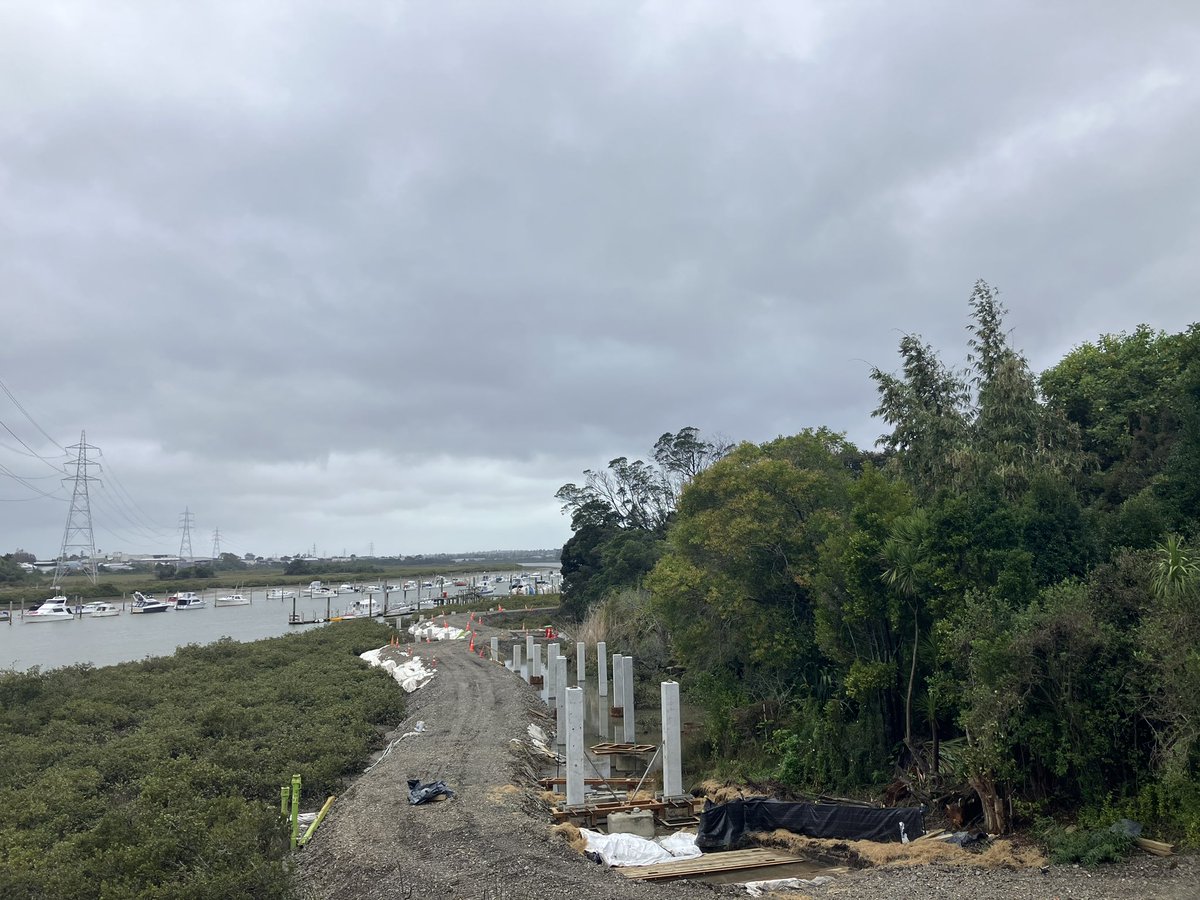 Construction of Stage One of Te Whau pathway is underway, as viewed from the Northwestern Path