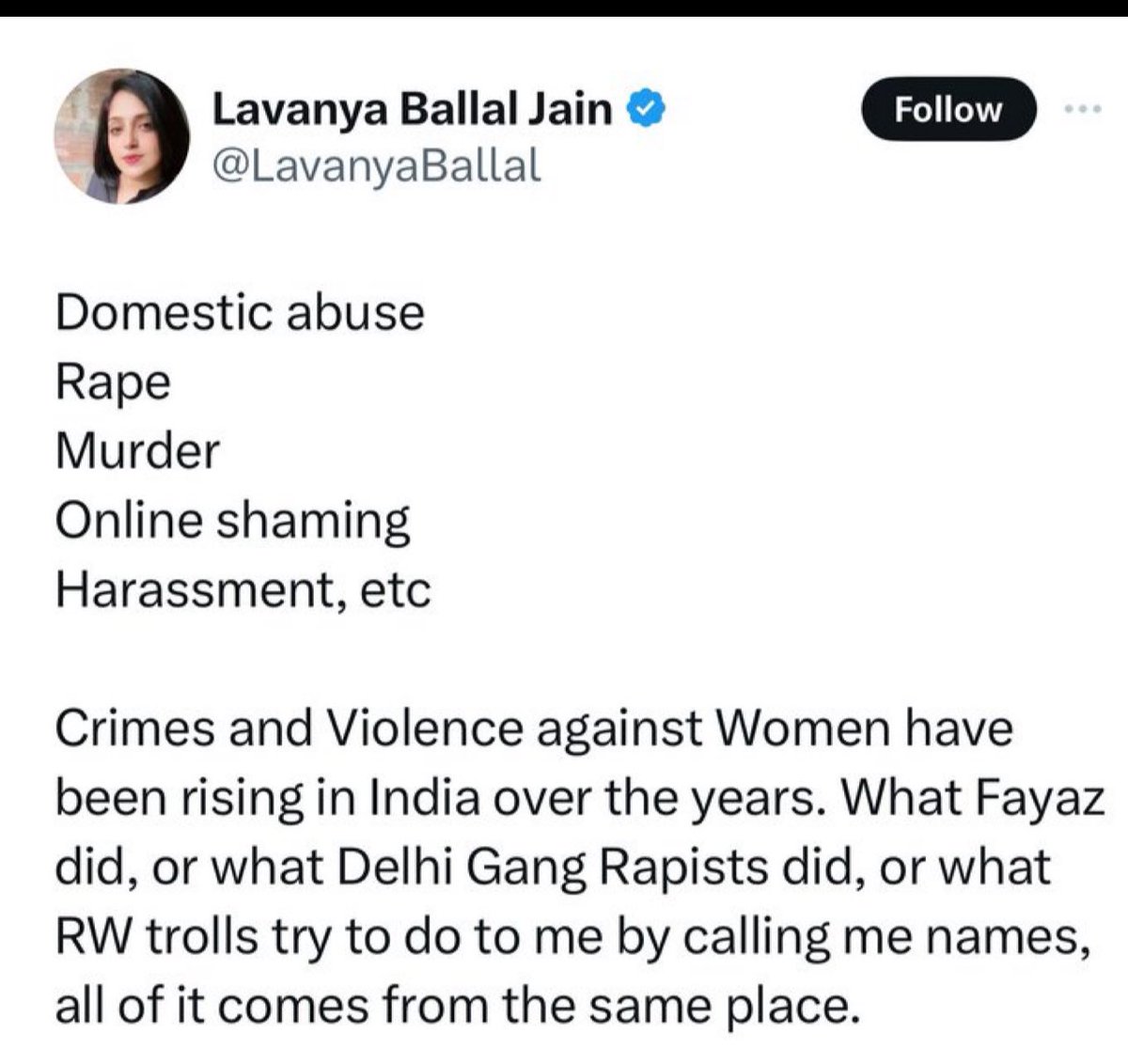 This is a very telling statement from LBJ. 
So when she likens BJP women to underwear, when her fellow party women ask Kangana for her rates, it means their thoughts like that of Nirbhaya’s rapists, comes from a filthy and depraved place.