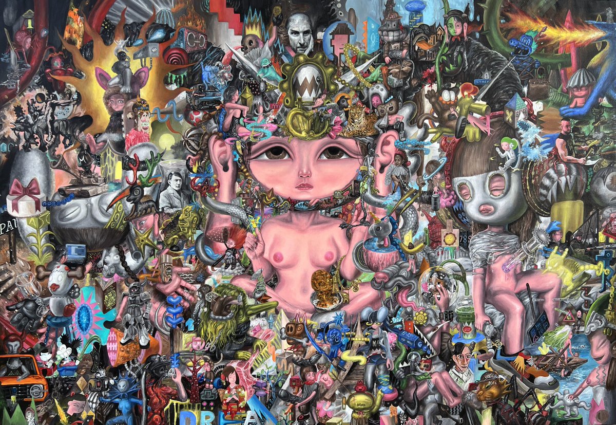 Gm, “Haven Slayer”,110x160cm,Acrylic on Linen,2024 @cryptopunksnfts @BoredApeYC #acrylic #painting #character #haven #detail #story #artist #linecensor #mayc