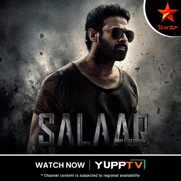 🎬 Brace yourself for an exhilarating cinematic adventure! For the action-packed blockbuster #Salaar. Don't miss it today at 5:30 PM IST ,Watch Exclusively on #StarMaa now available with #YuppTV! 🍿✨ Channel content is subjected to regional availability** #StarmaaonYuppTV