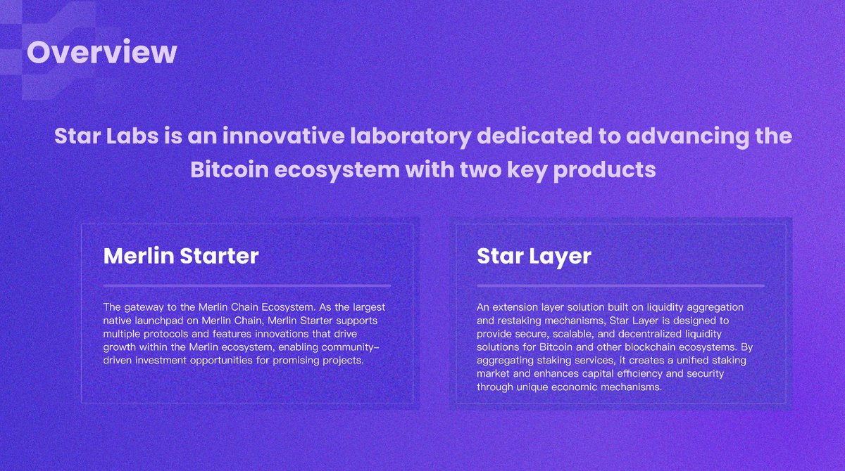 Phân tích Merlin Starter Launchpad - Cơ hội x10 tài sản trên hệ Bitcoin 🥳🥳🥳

1. StarLabs là gì?

Star Labs là công ty tiên phong thúc đẩy đổi mới trong hệ sinh thái Bitcoin với hai sản phẩm chính:

📍Merlin Starter: 
Bệ phóng gốc lớn nhất với nhiều chức năng