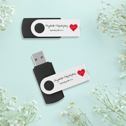 Elegant Weddings Newlyweds Name Monogram Heart USB USB Flash Drive zazzle.com/elegant_weddin… #monogram #personalizedgifts #birthdaygift