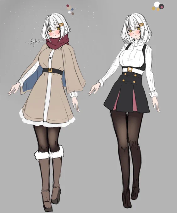 冬の間にデザインしてた冬服Verの葉月ちゃん。描く機会逃してしまったので上げちゃう 