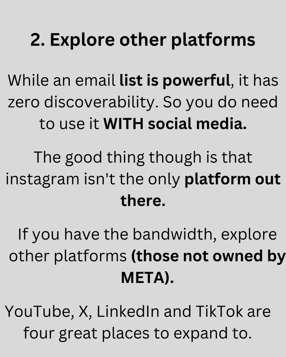 What if Instagram suffers another outage tomorrow?

How do you deal with it without having a mental breakdown because you've built your entire business here?

Was this helpful? Let me know down in the comments below! 👇🏾
#twitter #twitterposts #twitterweek #twittermarketing