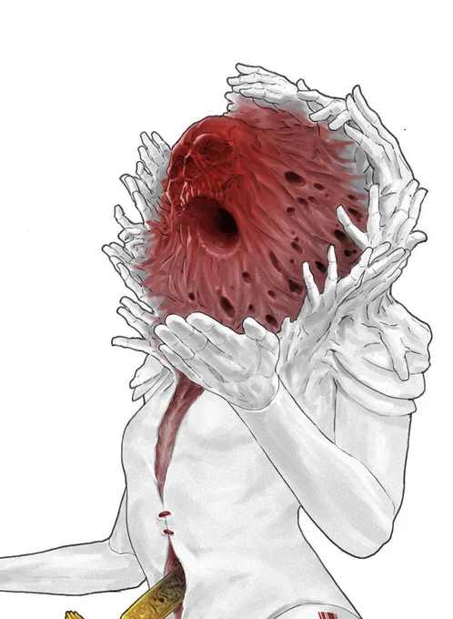 「I saw a white shadow walking on the wild, people crying and whining like the horn is blowing, human flesh became dust. And I know, its name is death」 