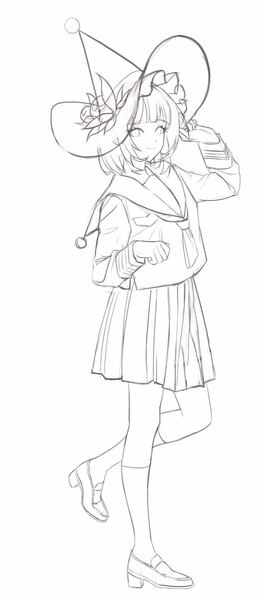 medea324's tweet photo. 교복마녀 스케치 https://t.co/g4vfC3aOeR