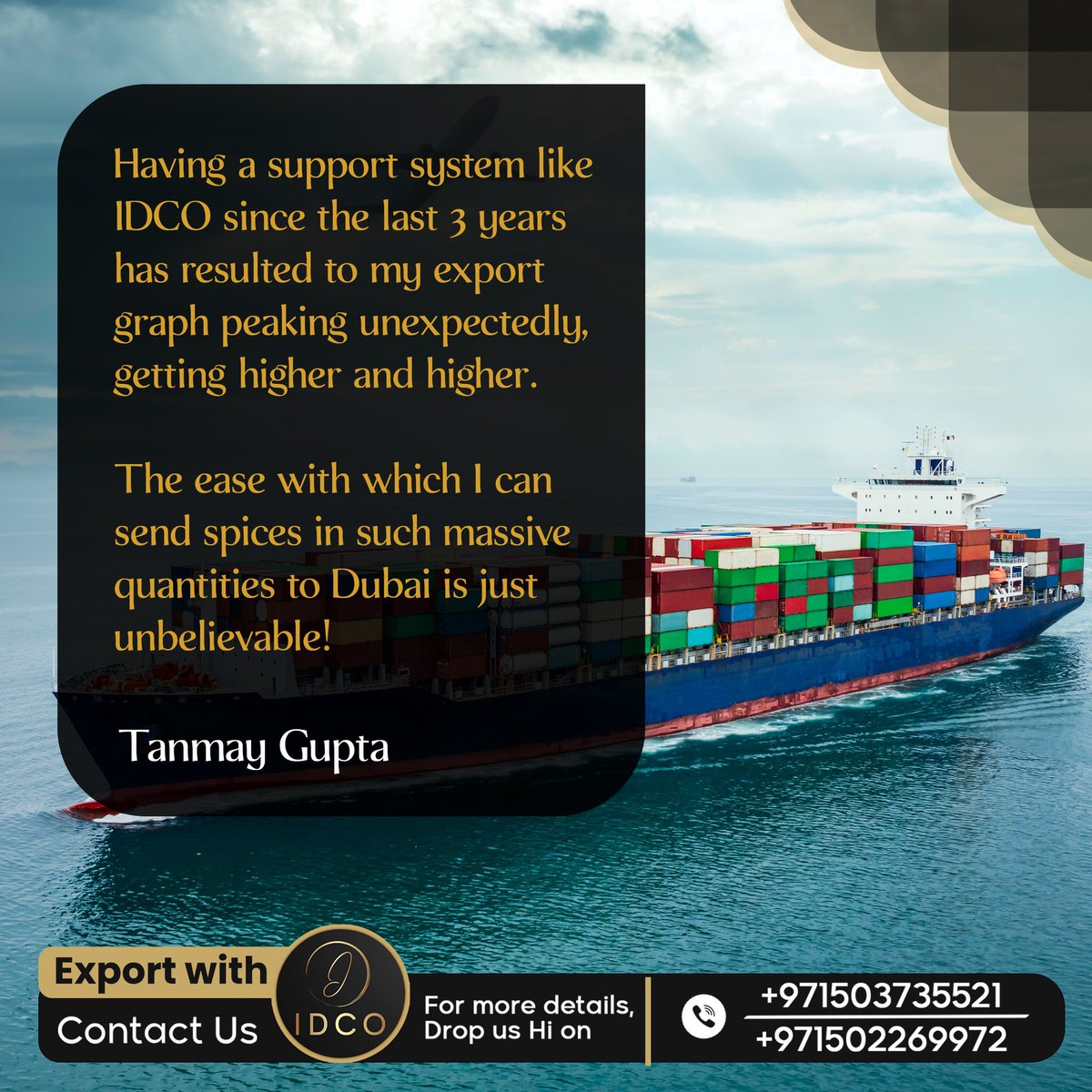 Truly blessed to have people's love and trust from all over the world! 

#happycustomers #reviewsmatter #idcorocks #idcofoodstufftrading #idcofoodtrading #export #import #exportquality #dubai #india #Spiceexporter