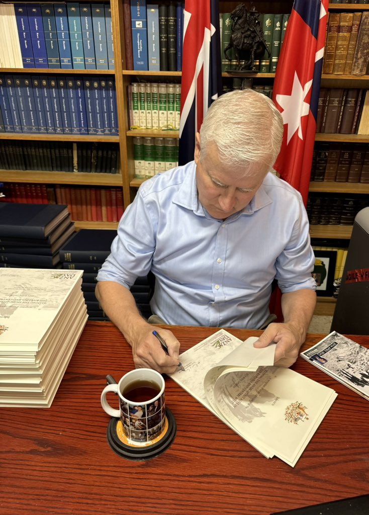 Afternoon sorted … signing the more than 1,100 “Keeping the ANZAC spirit alive in the Riverina and Central West” participation certificates is a pleasant task because it shows the level of interest by local school children who participated in my 14th annual writing competition.