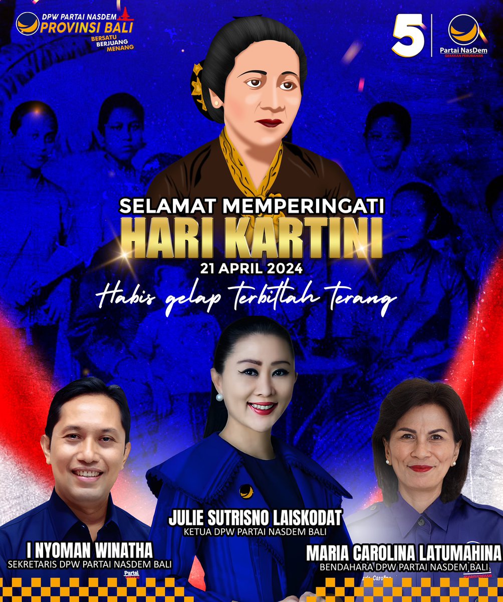 Selamat Hari Kartini untuk seluruh perempuan Indonesia, 

Mari terus berkarya dan mengobarkan semangat perjuangan Kartini untuk meraih mimpi.

#ItsTime #PartaiNasDem #RestorasiIndonesia #GerakanPerubahan