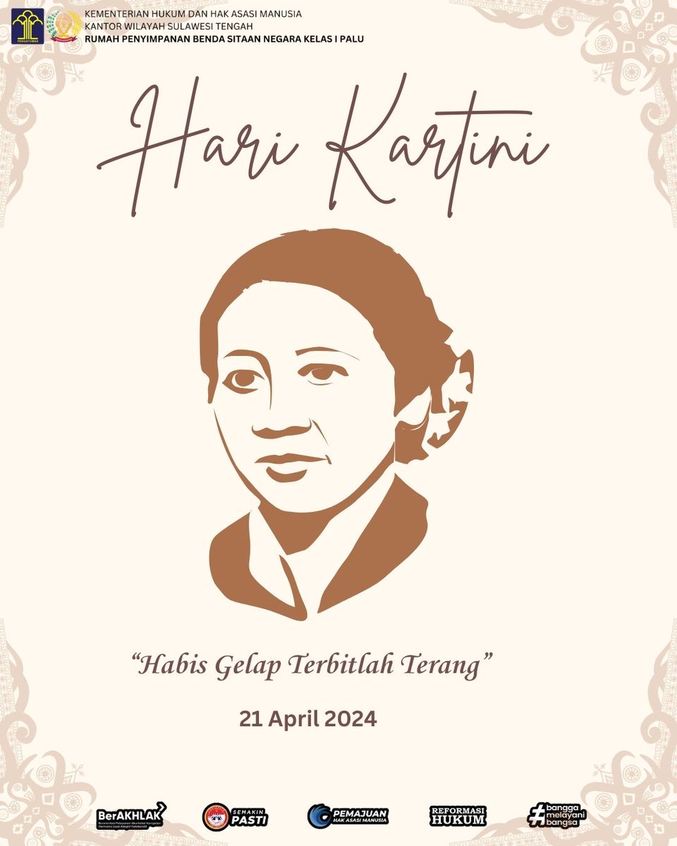 Selamat Hari Kartini
'Bersama Kita Wujudkan Cita-Cita Kartini'
Mari jadikan Hari Kartini sebagai momen untuk refleksi dan aksi nyata dalam memperjuangkan hak-hak perempuan.

(Humas Rupbasan Palu)

#Kartini #HariKartini #KesetaraanGender