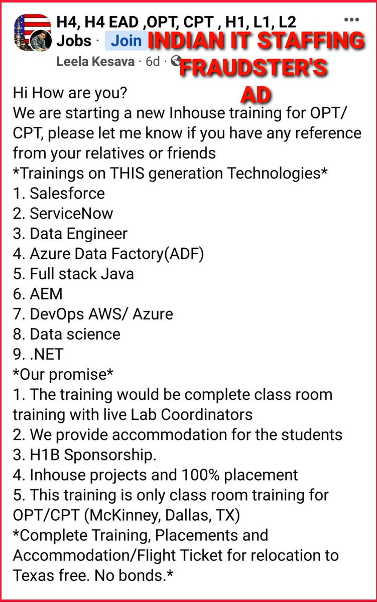 RealWaKhan's tweet photo. Typical ad by fraud indian IT "consultants" #Frad #Crackdown https://t.co/QRvQentc0E