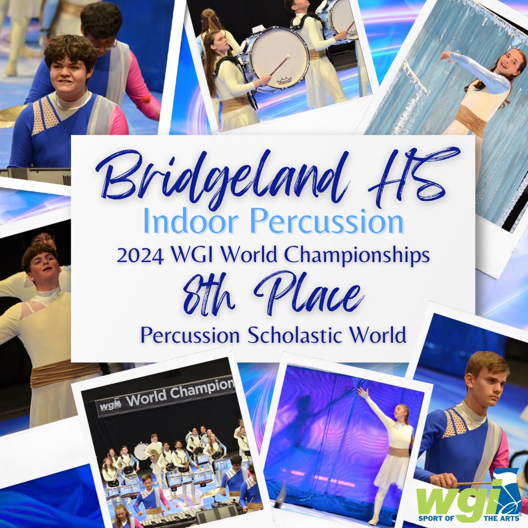 First trip to WGI World Championships, first year competing in world class, and Bridgeland Indoor Percussion placed 8th in WGI World Class Finals. Incredible end to an incredible season, bears! #BridgelandBest