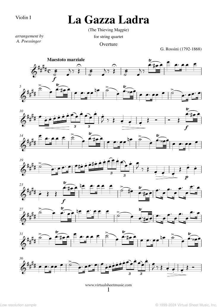 Just published: La Gazza Ladra - The Thieving Magpie, Overture (parts) virtualsheetmusic.com/score/GazzaSQu… #sheetmusic #classicalmusic #stringquartet