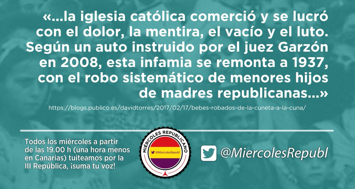 MiercolesRepubl's tweet photo. No dejemos que los bebés robados durante el franquismo y primeros años de la democracia caigan en el olvido, en esta carpeta tienes imágenes e información para tuitear 🙂

📂 https://t.co/E2qWdQHlFD #FelizDomingo https://t.co/X1wvMqpX5b