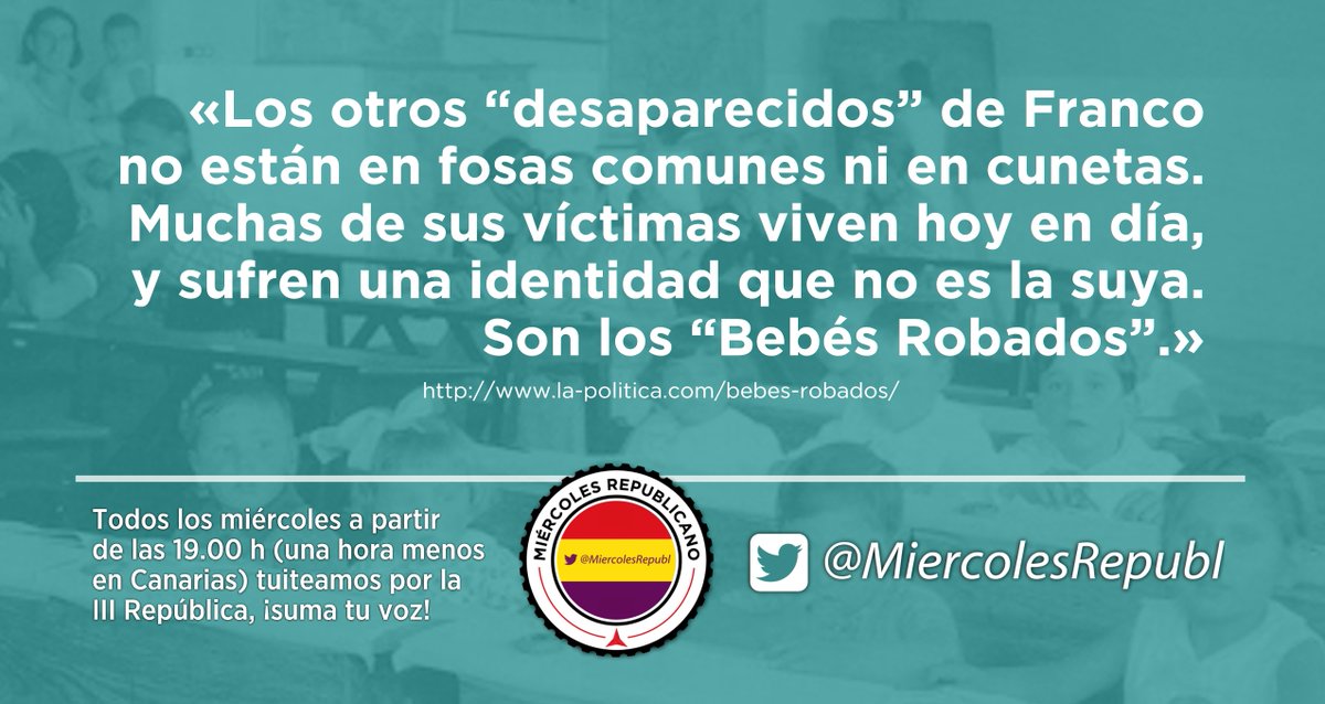 MiercolesRepubl's tweet photo. No dejemos que los bebés robados durante el franquismo y primeros años de la democracia caigan en el olvido, en esta carpeta tienes imágenes e información para tuitear 🙂

📂 https://t.co/E2qWdQHlFD #FelizDomingo https://t.co/X1wvMqpX5b