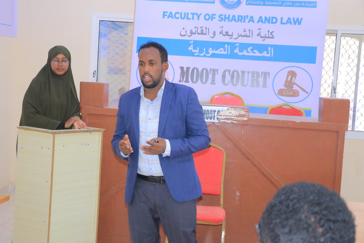 RSUsomalia's tweet photo. Red Sea University’s Faculty of Sharia and Law has officially launched a Moot Court to improve law students' skills as judges, prosecutors, and attorneys with the objective of blending theory with application. https://t.co/9jkIO8pEUB