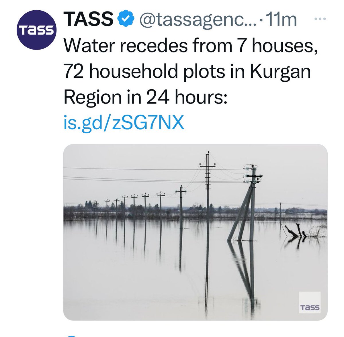 TASS reports a dramatic improvement in the Russian flood situation this morning.