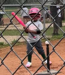 We will be working on her stance later but couldn’t let the day get away without sharing baby girl’s first tee-ball game pic🧡💚 #HereWeGoAgain