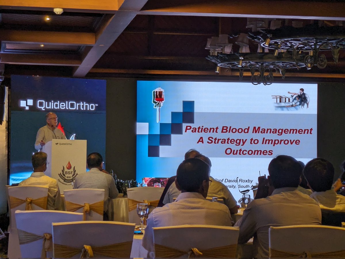 joy_mammen's tweet image. The inimitable Prof. David Roxby from @Flinders speaking on the different dimensions of #PBM at the @QuidelOrtho_IN BSF meeting today. *Avoid #unnecessary transfusions, *reduce #wastage *reduce #bloodloss *revisiting #veintovein safety. #voluntaryblood