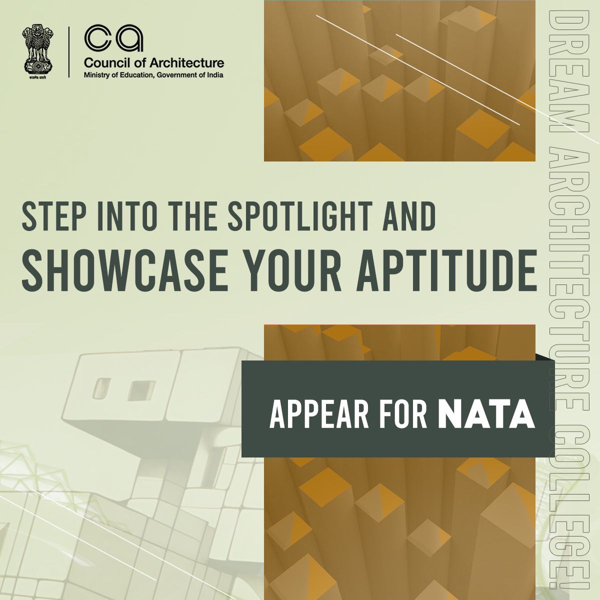 Take the first step towards your dream career!
Appear for NATA 2024 today!

#NATA #NATA2024 #examday #aspiringarchitects #dreamcareer #architecture #councilofarchitecture