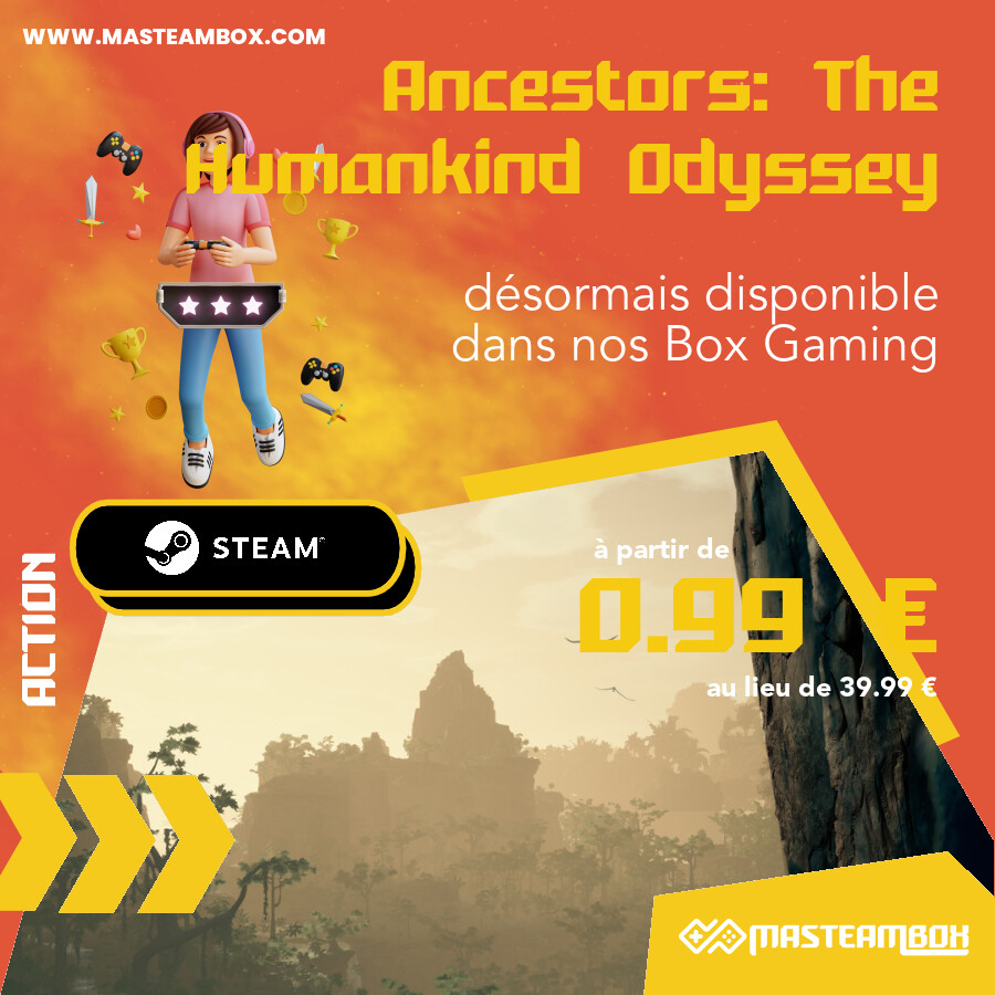 MaSteamBox's tweet photo. 🎮 - Le jeu 'Ancestors: The Humankind Odyssey' est disponible dans nos #SteamBox https://t.co/PqhdTQLPCs à partir de 0.99 € 📦.
 •••••
 🔥 Découvrir le jeu : https://t.co/iu4COC720W
 🛒 Commander : https://t.co/XoYq7yEATU
 •••••
 
 #MaSteamBox… https://t.co/iLLoWmFVkl https://t.co/VfGriuvYBY
