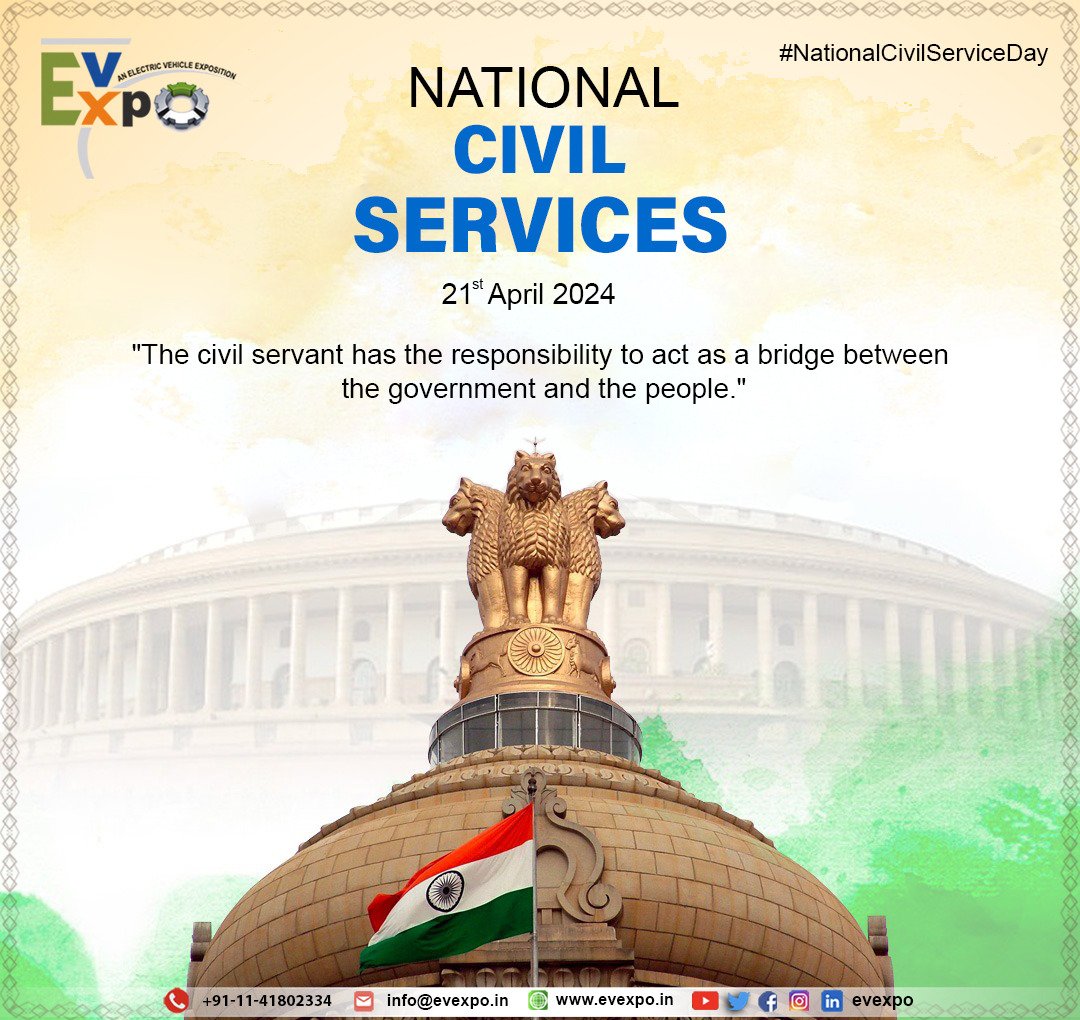 'Exploring the future of mobility at EV Expo, we also celebrate the dedication of civil servants on National Civil Services Day. Their tireless efforts ensure smooth governance and pave the way for a sustainable future. #NationalCivilServicesDay #NationalCivilServiceDay