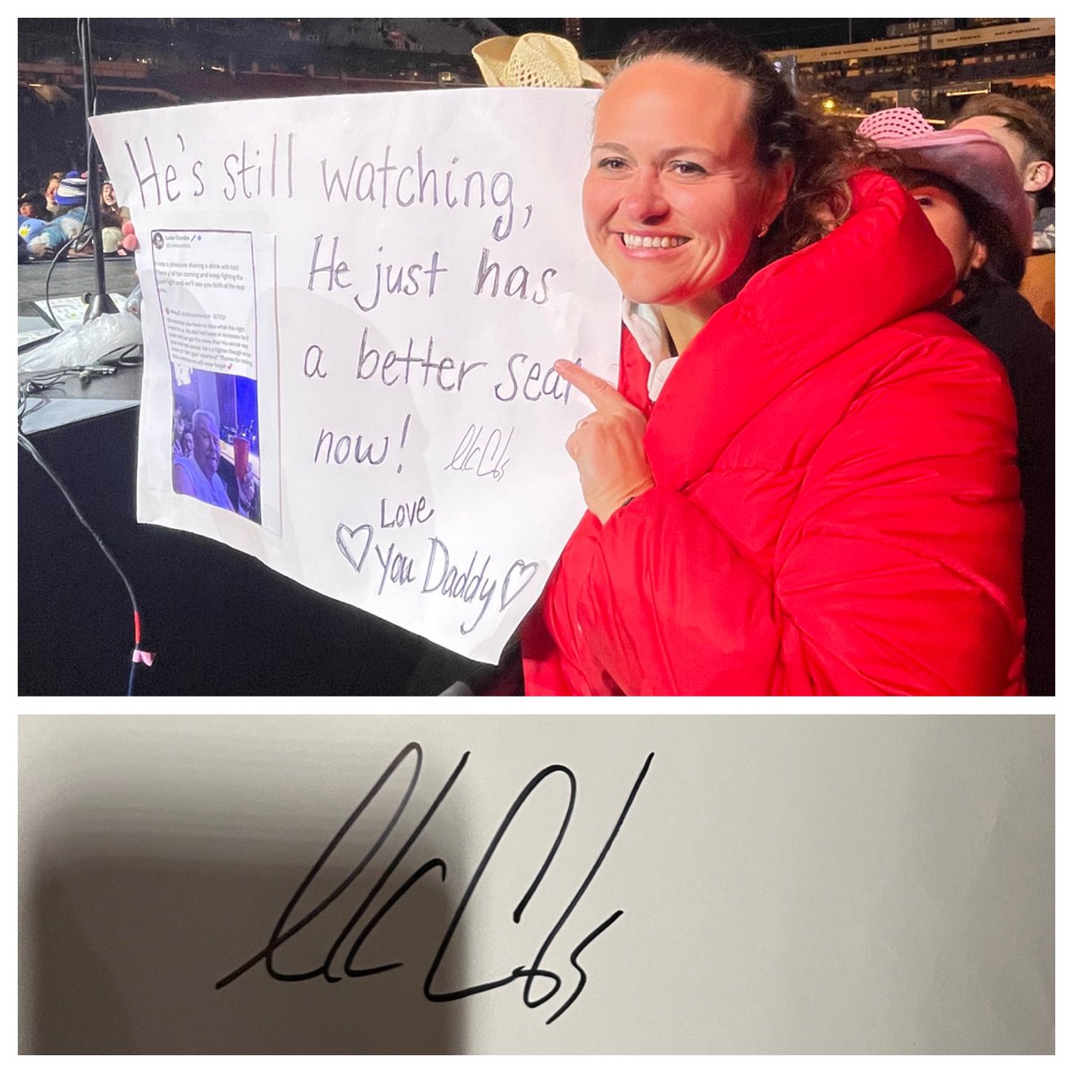 abbyzanowick's tweet photo. Music is magic. Thank you @lukecombs for making an emotional experience come full circle. 💕 https://t.co/RYLvx8Fh3J