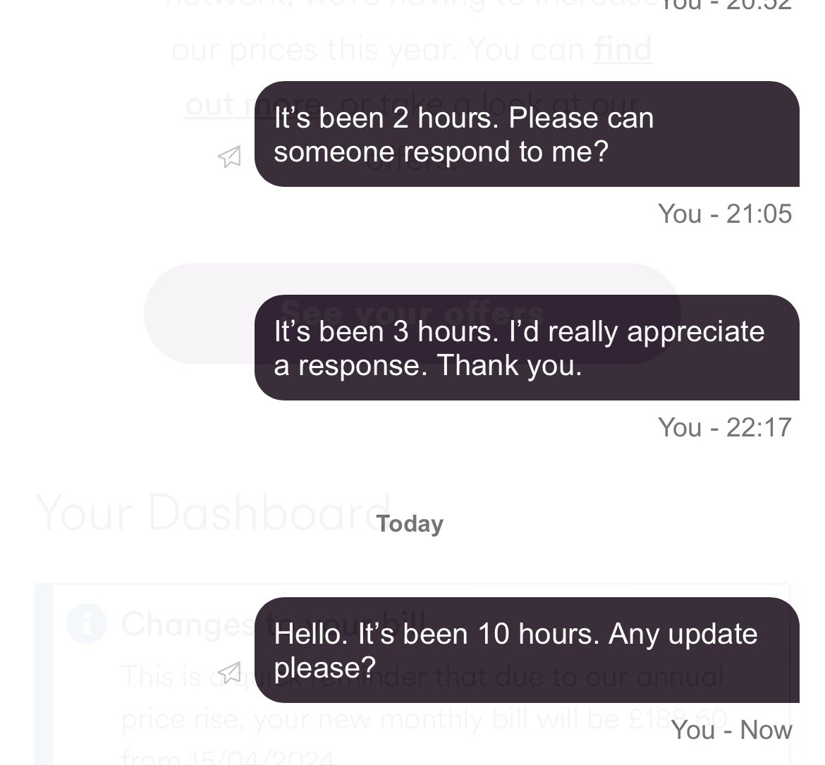 Hello <a href="/virginmedia/">Virgin Media ❤️</a> It’s obviously acceptable to keep your customers waiting 10+ hours on a chat. Anyone thinking of using <a href="/virginmedia/">Virgin Media ❤️</a> should consider this. This is how they will treat you! <a href="/skytv/">Sky TV</a> Would you do any better?