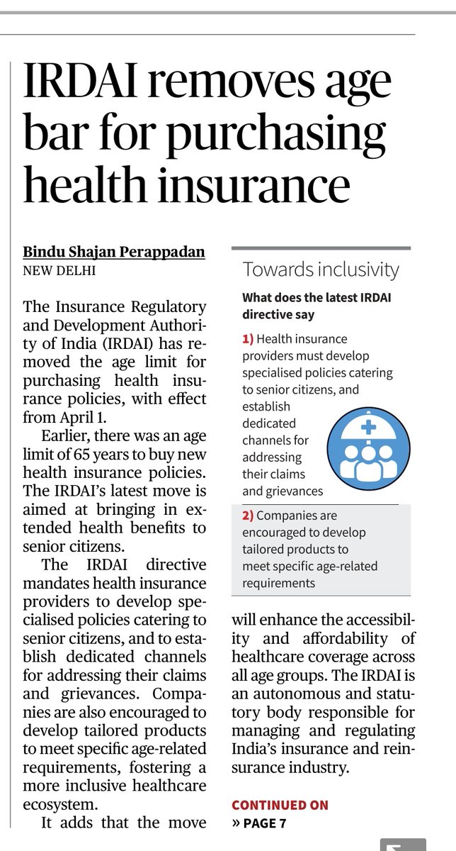 Removing the age bar is good, because right now Health Insurance companies behave as if the senior citizens have no right to health cover. Even if they offer, the premiums are staggeringly high And the gov charges Resident Indians with 18% GST, which is REFUNDABLE FOR NRIs .