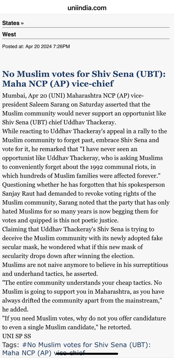 Shivsena (UBT) leader Uddhav Thackeray urged the Muslim community to forget past incidents, embrace Shiv Sena and vote for it. What all should we forget? Forget the riots of 1992, where hundreds of Muslim families were destroyed forever or the demand made by their own…