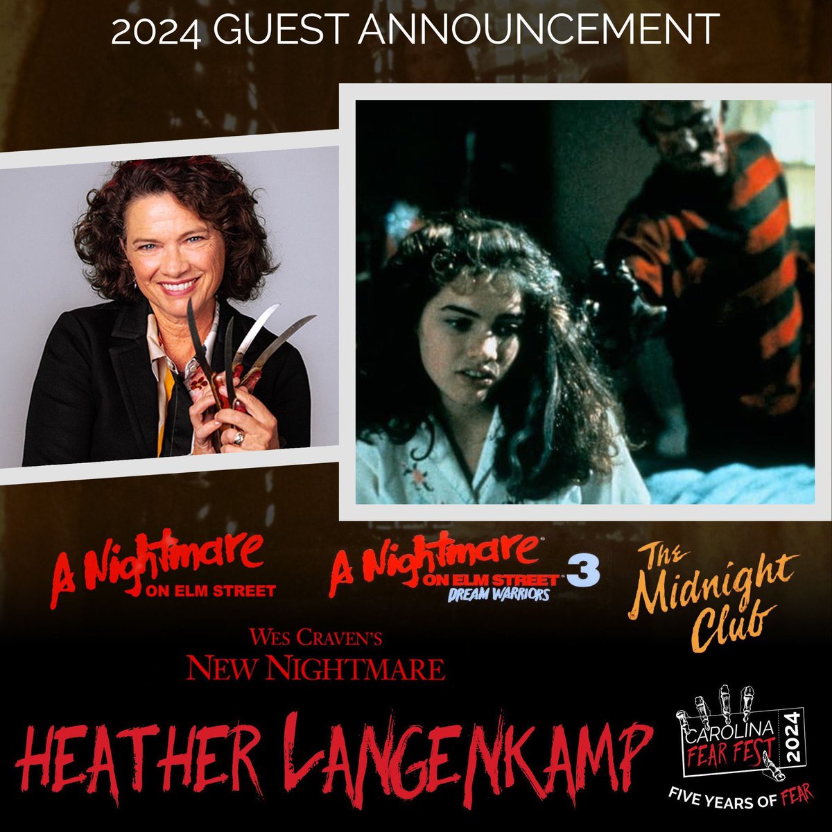 Geeked (@phillycybergeek) on Twitter photo A NIGHTMARE ON ELM STREET <a href="/LangenkampH/">Heather Langenkamp</a> <a href="/carolinafearfes/">Carolina Fear Fest</a> #Raleigh #NorthCarolina #ComicCon MAY 24-26 carolinafearfest.com
#ANightmareOnElmStreet #NightmareOnElmStreet #ScreamQueen #FreddyKrueger #80s #Supernatural #Horror #Slasher #SlasherFilm #CultClassic A NIGHTMARE ON ELM STREET <a href="/LangenkampH/">Heather Langenkamp</a> <a href="/carolinafearfes/">Carolina Fear Fest</a> #Raleigh #NorthCarolina #ComicCon MAY 24-26 carolinafearfest.com
#ANightmareOnElmStreet #NightmareOnElmStreet #ScreamQueen #FreddyKrueger #80s #Supernatural #Horror #Slasher #SlasherFilm #CultClassic