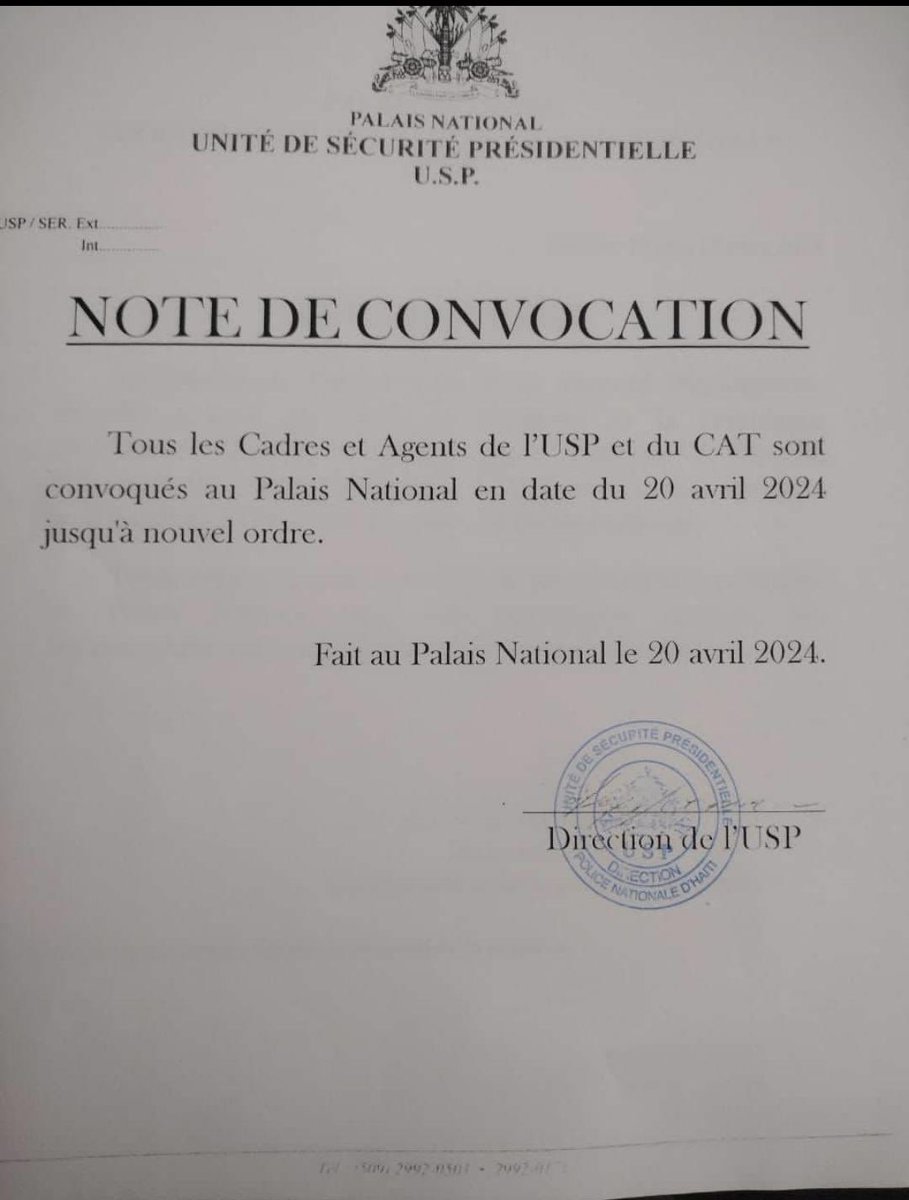 All agents of presidential security units, including the Counter Assault Team (CAT), currently undergoing reorganization & shakeup in #Haiti's National Palace units. Told commanders are being replaced in preparation for the arrival of the Presidential Transition Council.