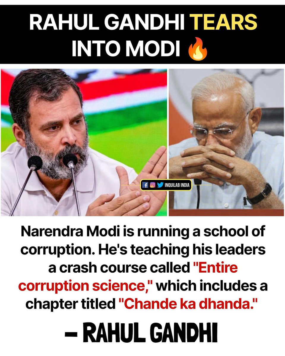 'Narendra Modi is running the biggest Extortion Racket in the world. He's not fit to be the Prime Minister of India'.
Rahul Gandhi gives Belt Treatment to Narendra Modi  🔥👇