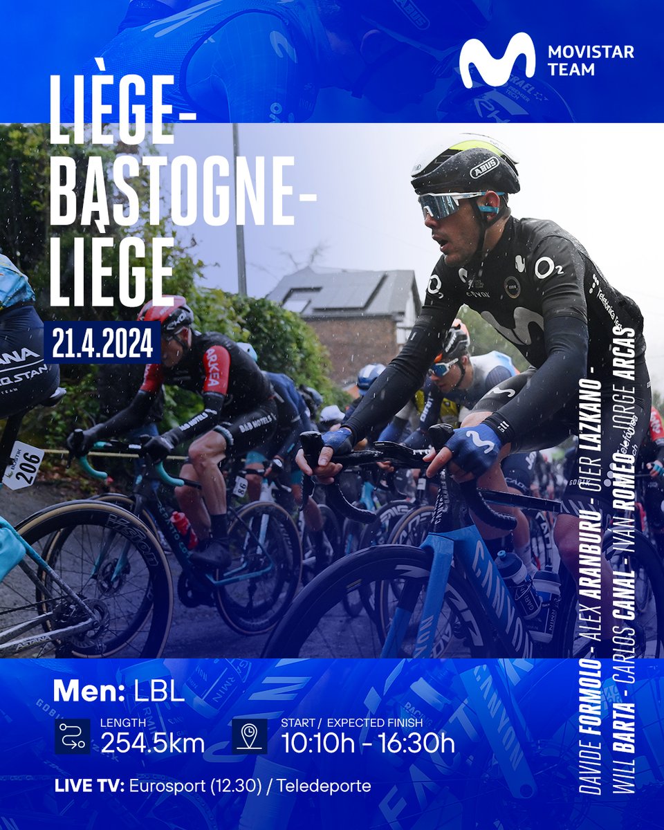 Movistar_Team's tweet photo. 👵🏼🇧🇪 Cita con el cuarto Monumento, último de la Primavera

Ⓜ️→ #LBL | #LBLwomen | #RodamosJuntos 

@LiegeBastogneL https://t.co/nFqYrrvFic