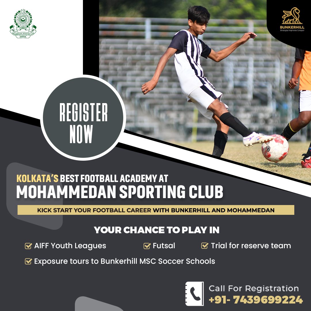 Join Best Football Academy at the Mecca of Indian Football! ⚽ Be a part of 132 year old legacy club and get a chance to play in the Futsal, Youth Leagues, Reserve Teams! 🤩 📍Mohammedan Sporting Club 🗓 Every Friday, Saturday, Sunday 📲 +91 74396 99224 #JaanJaanMohammedan