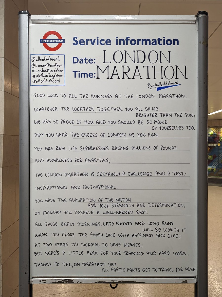 Good luck to everybody taking part in the @LondonMarathon today. You are all incredible and are doing an amazing thing and you should be so proud of yourselves. #LondonMarathon #WeRunTogether #allontheboard