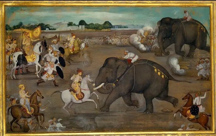 Smile_Media4's tweet photo. Aurangzeb and the Elephant

7th June 1633. 

Prince Muhiuddin Muhammad was 15 at this time. Shah Jahan had taken his sons to witness an elephant fight behind the ancient Red Fort of Agra. https://t.co/Dq92NfgHUS