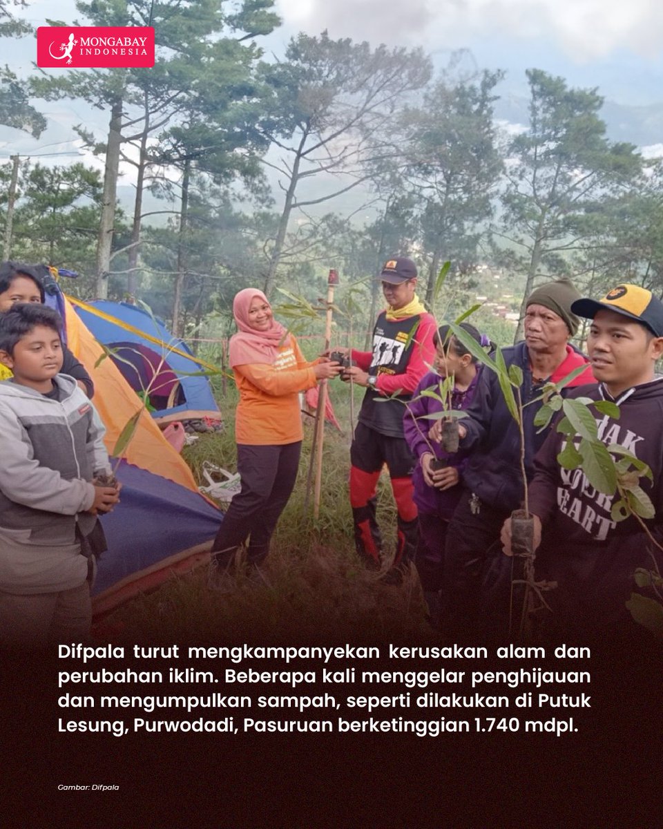 MongabayID's tweet photo. Difabel Pecinta Alam (Difpala), sebuah unit di bawah Lingkar Sosial Indonesia (LINKSOS) yang terbentuk pada tahun 2020, menghapus stigma bahwa difabel tidak mampu aktif dalam kegiatan alam bebas karena keterbatasan fisik. 
https://t.co/XDdg23KAmz https://t.co/w73mbjJJKa