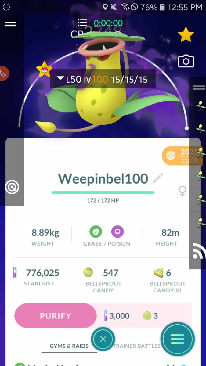 What a day and grind!! Fun day with the wife!! Lv 50 Shadow Hundo Victreebel Location: Bosque Colomos, Guadalajara. Are you proud of me, non spoofer trainers!? Troll? #pokemongo #pokedex