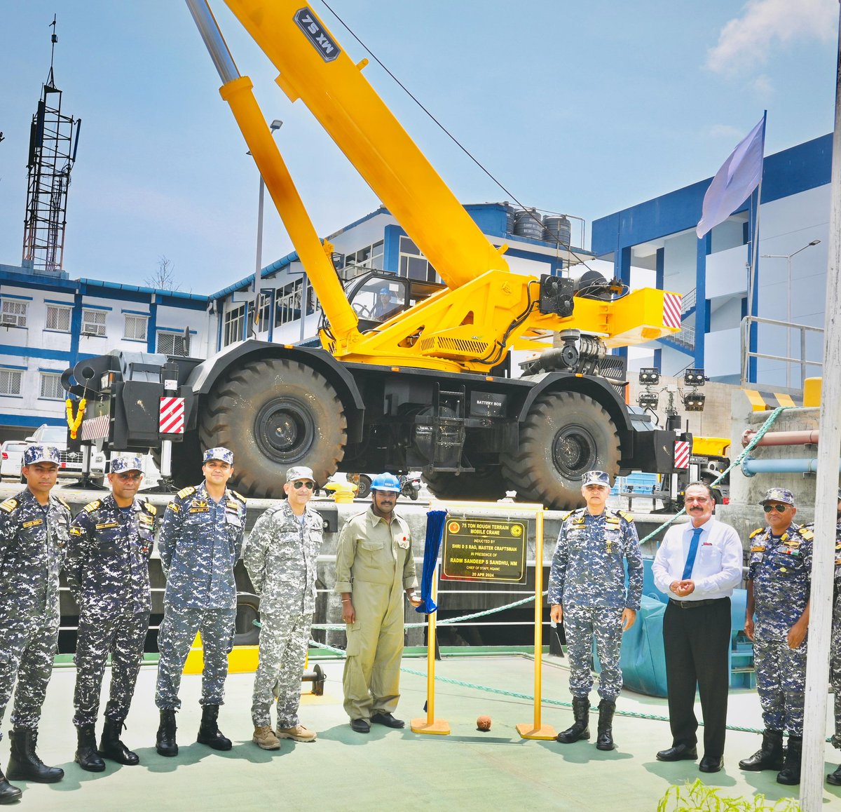 Indian Navy's first Floating Crane, inducted at PortBlair on 20 Apr 2024 with 37 other equipment as part of Yard’s Modernisation Plan...
