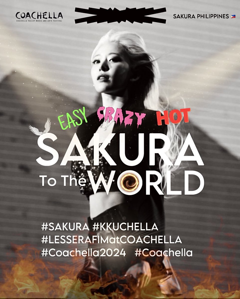 skrblsminPH's tweet photo. D R O P  T H E  T R E N D S ! 🔥🎡🏜️

Show your Love &amp; Support for “SAKI” Sakura of LE SSERAFIM for an EASY, CRAZY &amp; HOT #FIMCHELLA ❤️🤍💛

SAKURA To The World
#SAKURA #KKUCHELLA #LESSERAFIMatCOACHELLA #Coachella2024   #Coachella https://t.co/cZL5mhlQ35
