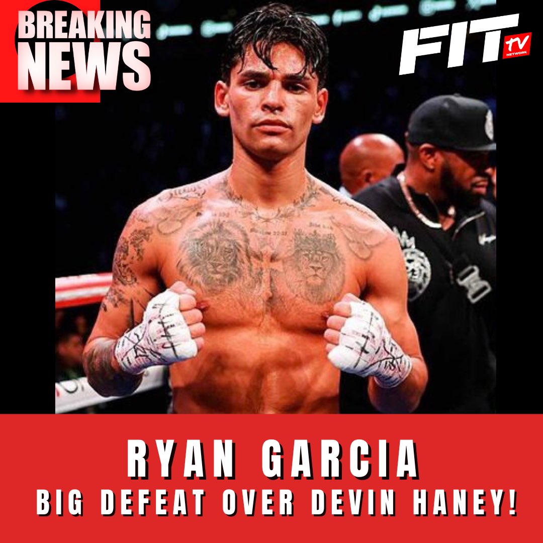 fittvnetwork's tweet photo. #RyanGarcia silences the critics and pulls off a major upset with a very impressive performance over Devin Haney via majority decision! 

#GarciaVsHaney #Boxing #fittvnetwork https://t.co/awZVMK8Ihf