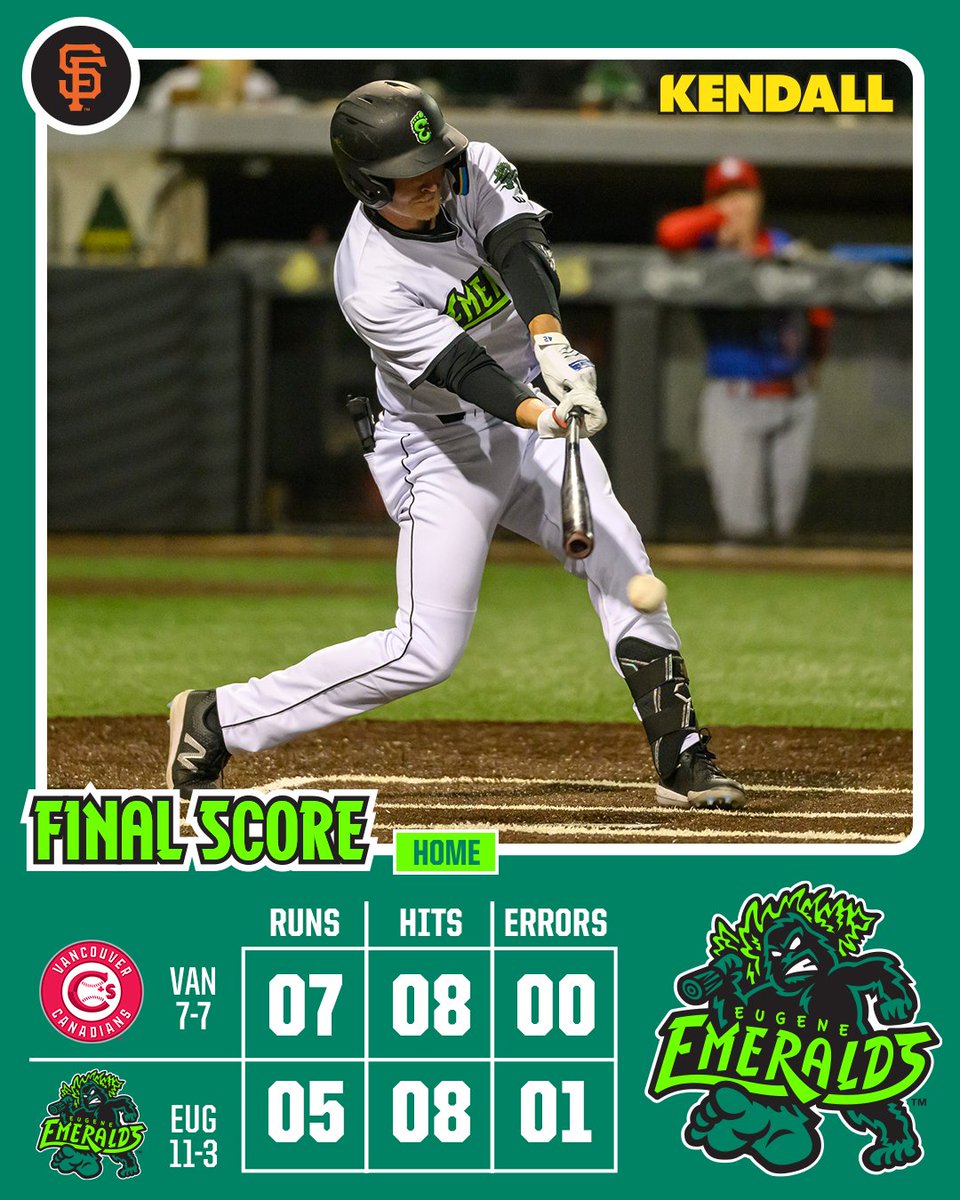 split the day 🤭 The Emeralds drop game two of the doubleheader despite a late comeback attempt. #RootedHere