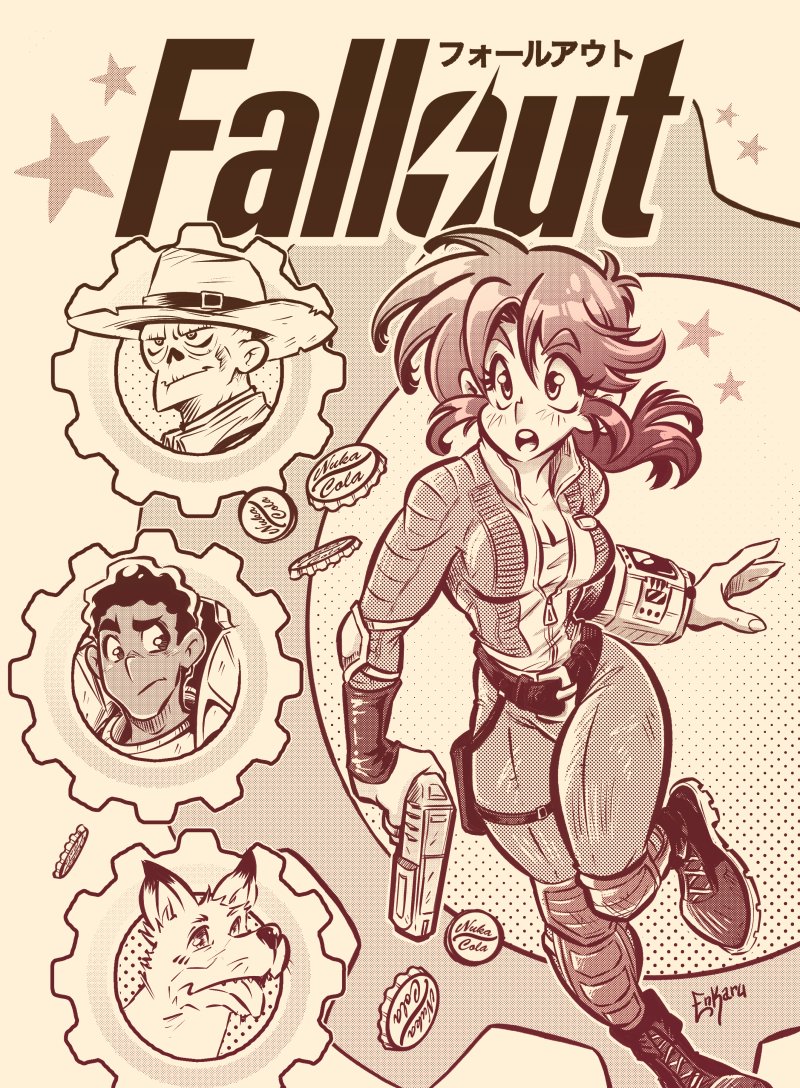 Enkaru_'s tweet photo. Fallout in the style of 90s manga 😂
I love how they adapted the video game into this series💯
#fallout #fanart #manga #90smanga https://t.co/EBMXbVZrAw