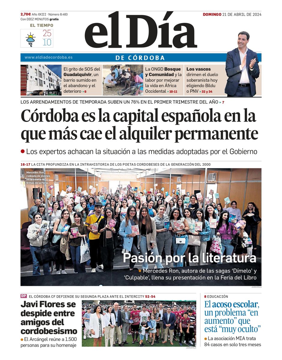 eldiacordoba's tweet photo. ¡Buenos días! 👋 Esta es la portada de la edición de papel en este 21 de abril. Toda la actualidad del día en https://t.co/hmEI6a4YIO ¡Feliz domingo! https://t.co/ypEDQzFvIB